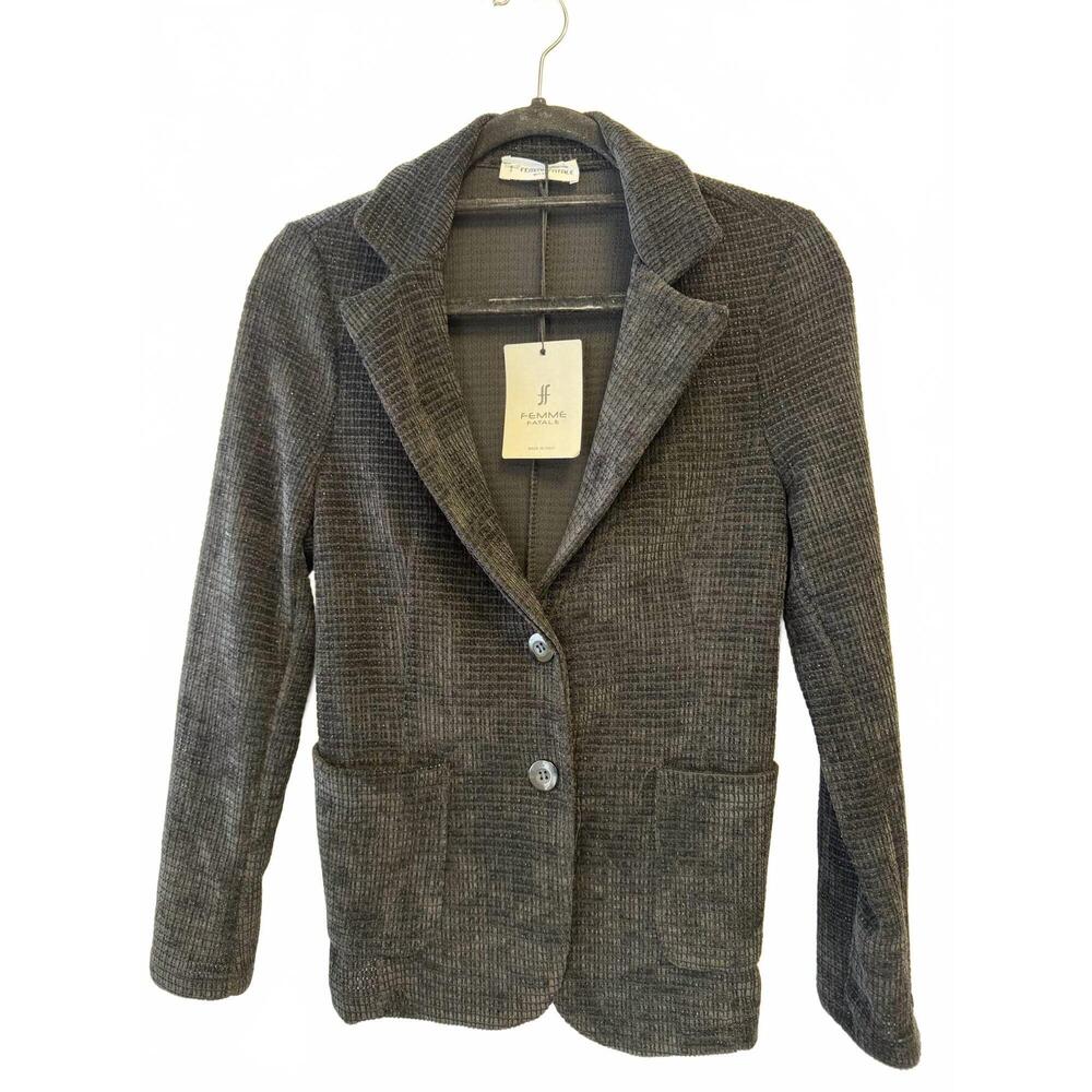 NEW FEMME FATALE women's single-breasted check blazer in jet black
